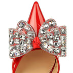 Women's Rhinestone Bowknot High Heel Sandals Summer Pumps