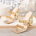 Chic Strange Fretwork Heels Modern PVC Transparent Slippers for Women