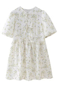 Puff Sleeve Tie Up Hollow Neck A-Line Mini Dress