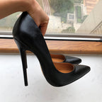 Unisex Black Matte Pointy Toe Stiletto Pumps Crossdress Slip On 15cm High Heel Shoes