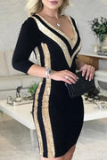 Sequin V-Neck Mini Dress
