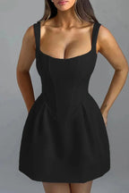 Elegant Square Neck Mini Dress
