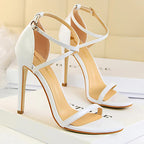 Open Toe High Heels Patent Leather Women Stiletto 11cm 7.5cm