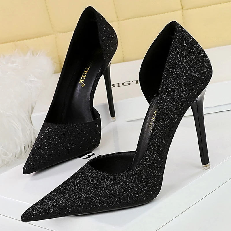 Sequin Cloth High Heel Stilettos for Retro Women Party