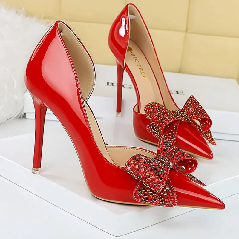 Luxury Rhinestone Bowknot Lady Heels 10.5cm Heels