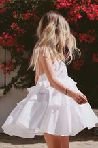Sleeveless Mini Dress with Straps and High Waist