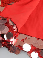 Yvaine Strapless Red Dress with Feathers and Sequins
