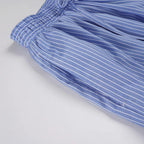 Streetwear Blue Striped Print Casual Pants Elastic Low Rise Loose Trousers y2k Aesthetic Korean Style Hippie Trousers