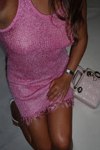 Slim See-Through Sleeveless Mini Dress