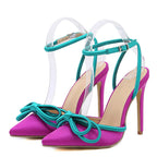 Butterfly Thin High Heel Pointed Toe Ankle Strap Pumps Sandals for Women