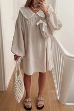 Plaid Mini Dress with Elegant Puff Sleeves