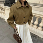 Lapel Single Breasted Loose Windbreaker Women Solid Oversized Jackets 2025 New Fashion Casual Autumn Chic High Street Outerwear