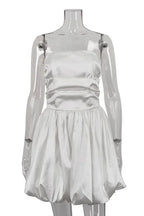 Strapless High Waist Pleated Mini Dress