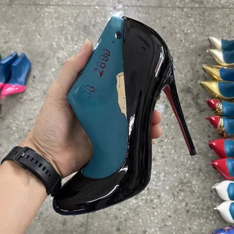 Black Round Toe High Heel Formal Dress Shoes for Elegant Women