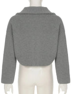Casual Solid Zipper Knitted Cardigans Slim Turn-Down Collar Long Sleeve Sweater Coats Women Autumn Winter Fashion