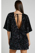 Backless Short-Sleeved Loose Mini Dress with Straps