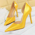 Yellow High Heel Patent Leather Women Pumps for Fashionable Wedding - Size 11 C