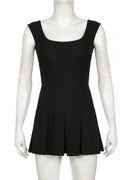 Sleeveless A-Line Bodycon Mini Dress with Tie-Up Detail