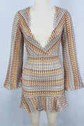 Deep V-Neck Hollow Out Mini Dress