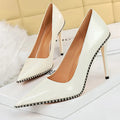 White Patent Leather High Heel Stiletto Pumps for Luxury Parties