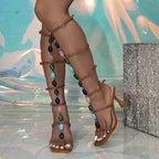 Hollow Out Narrow Band Ankle Strap Sandals for Women