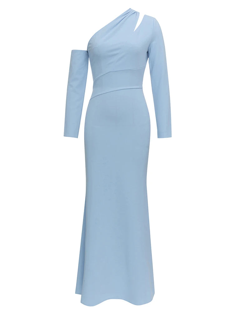 Milia One Shoulder Gown Dress with Cut Out