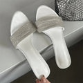 Crystal Women's Summer Street Narrow Band Thin High Heel Slippers