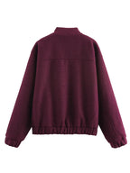 Casual Zipper Long Sleeve O-neck Coat for Women Spring New Solid Loose Female Jacket Vintage Ladies Outwear Top High Street