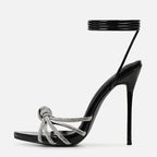 Peep Toe Black High Heels Sandals for Women