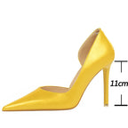 Yellow High Heel Patent Leather Women Pumps for Fashionable Wedding - Size 11 C