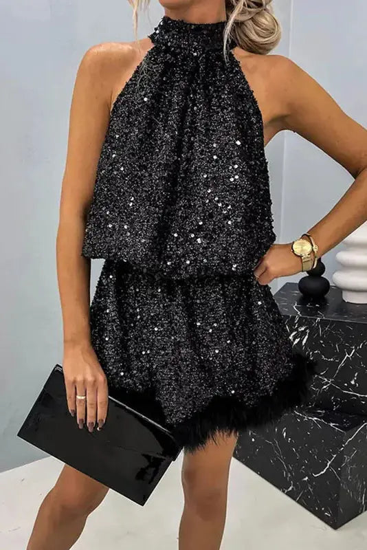Glitter A-Line Mini Dress