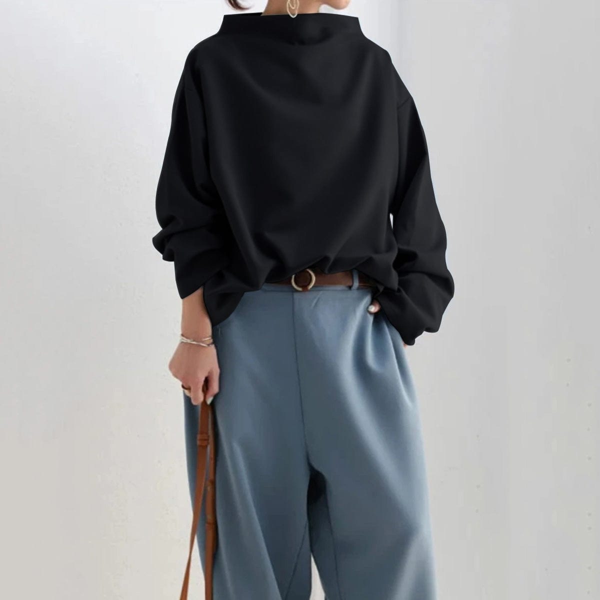 | Women High-Neck Long Sleeve Top