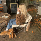 Brown Quilted Padded Suede Coat Women Long Sleeve Lace Up Cropped Jacket Autumn Winter Casual Lightweight New In Outerwears