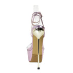 Transparent PVC Woman Sandals with Platform and Ankle Buckle Strap, Extreme Thin High Heels