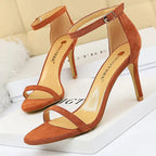 Suede Hollow High Heel Stiletto Sandals for Women