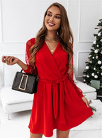 Salma Aesthetic Chic Dress with Long Mesh Sleeves Evening Wear Edit