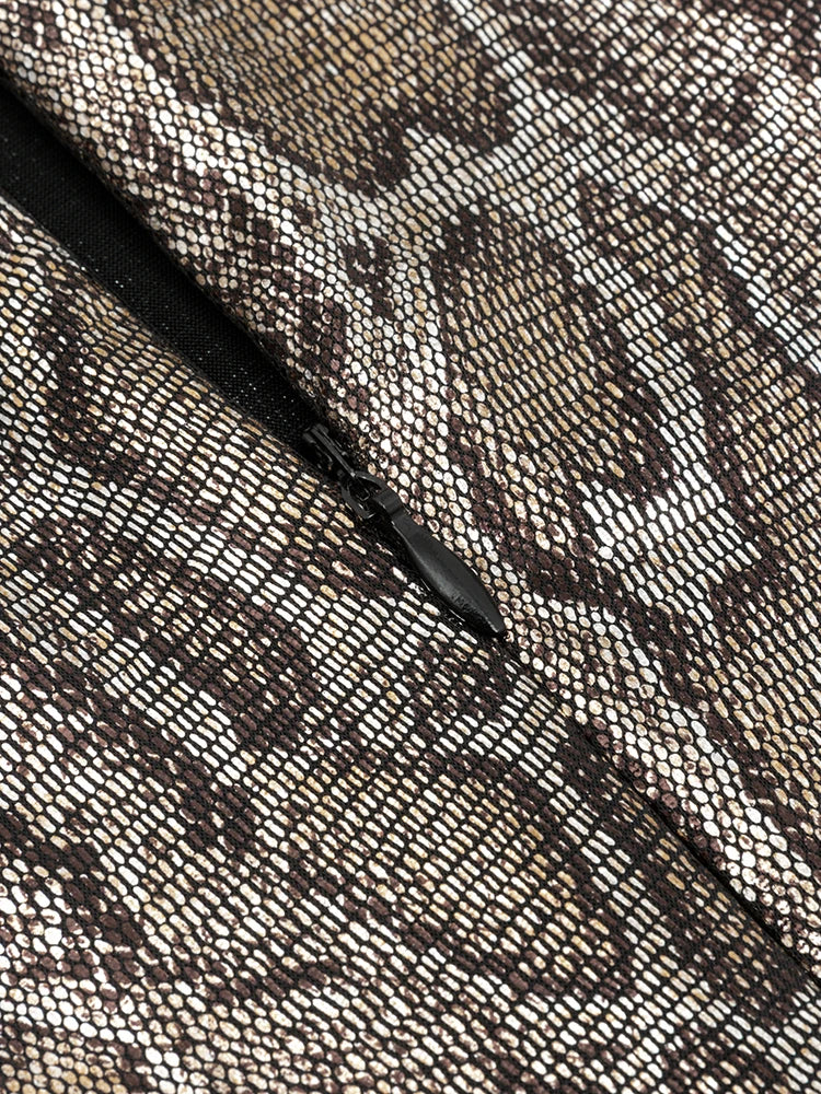 Python Snake Pattern Cut Out Dress with Chain