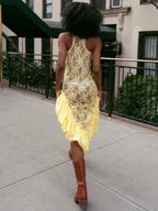 Floral Lace Racerback Ruffle Hem Sheer Maxi Dress