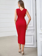 Ireka Red Cut Out Midi Dress