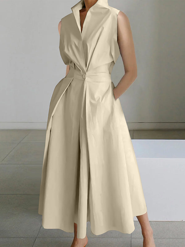 Keira Boutique White Shirt Collar Urban Cotton Dress Chic Silhouette Collection