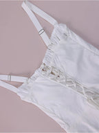 White Paisley Corset Mini Dress