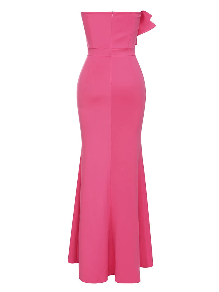 Aveline Pink Strapless Ruffle Mermaid Gown