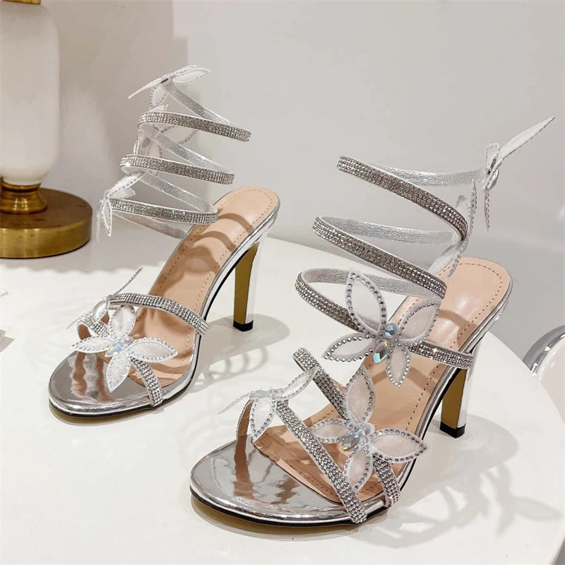 Peep Toe Butterfly Thin Heels Sandals for Women