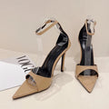 Golden Patent Leather Stiletto Sandals for Women