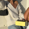 V-neck Solid Casual Sweater Simple All-match Cable-knit Knitwear Pullovers Fall Women Clothes Streetwear Loose Fit Tops