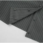 Women Striped Skirt Set Stand Collar Single Breasted Top High Waist Pleated Skirts 2024 Summer Fall New Fashion Lady Office Suit