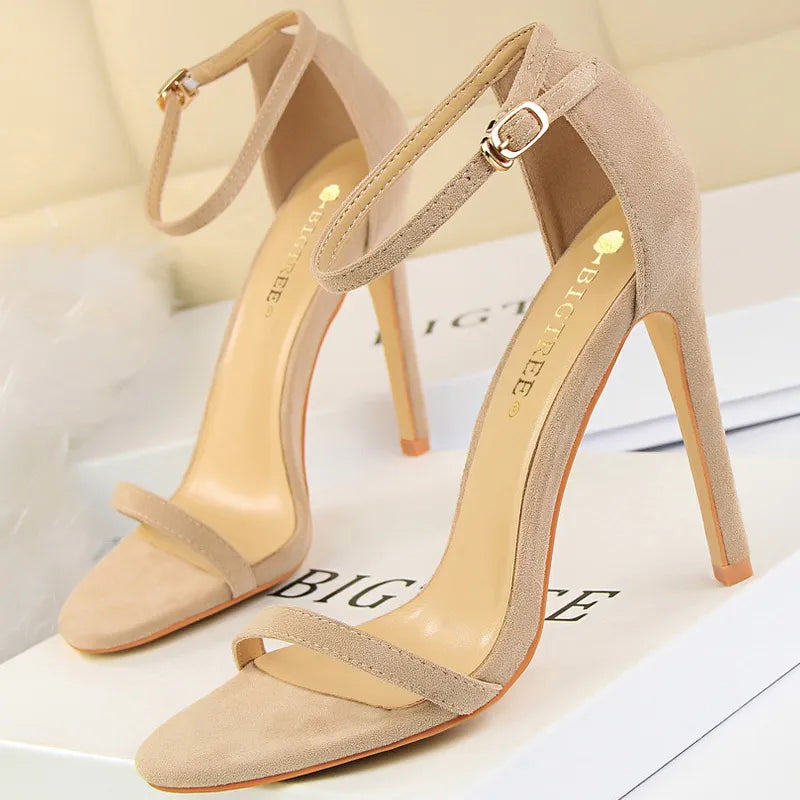 Suede Hollow High Heel Stiletto Sandals for Women