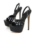 Metal Rivet Back Buckle Strap Platform Sandals for Women