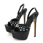 Metal Rivet Back Buckle Strap Platform Sandals for Women