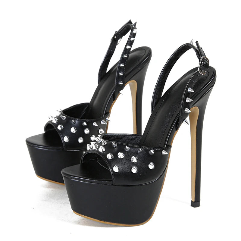 Metal Rivet Back Buckle Strap Platform Sandals for Women